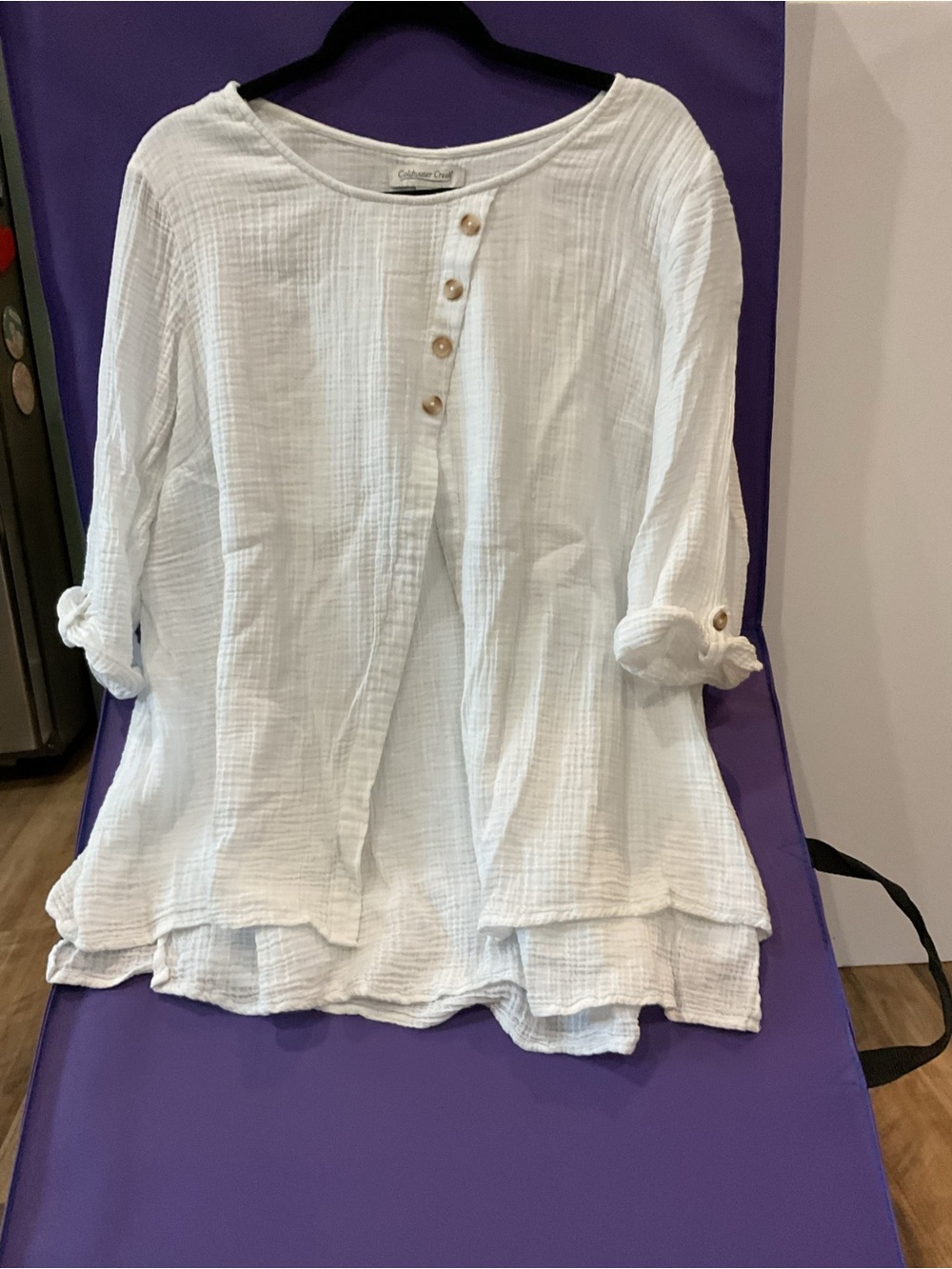 Coldwater Creek White Gauze Button-Front Top